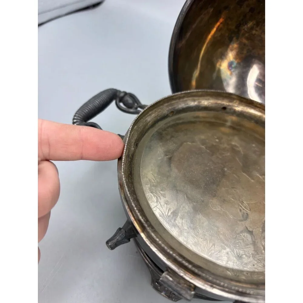 1880s Butter Dome Wilcox Silverplate Meriden Quadruple Cows Maiden Footed
